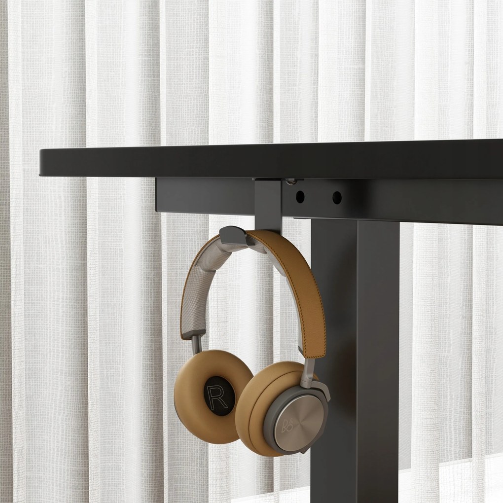 Biurko Elektryczne Podnoszone Czarne 160x80 Regulowane Wysokości 72-118 cm