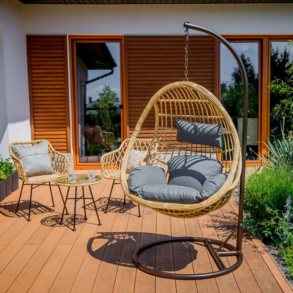 Fotel wiszący kokon Eduard beżowy PATIO