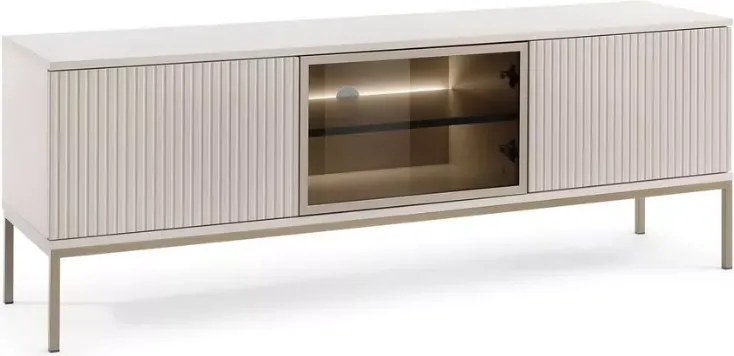 Szafka RTV loft Shark 154cm LED frezowane fronty metalowe nóżki