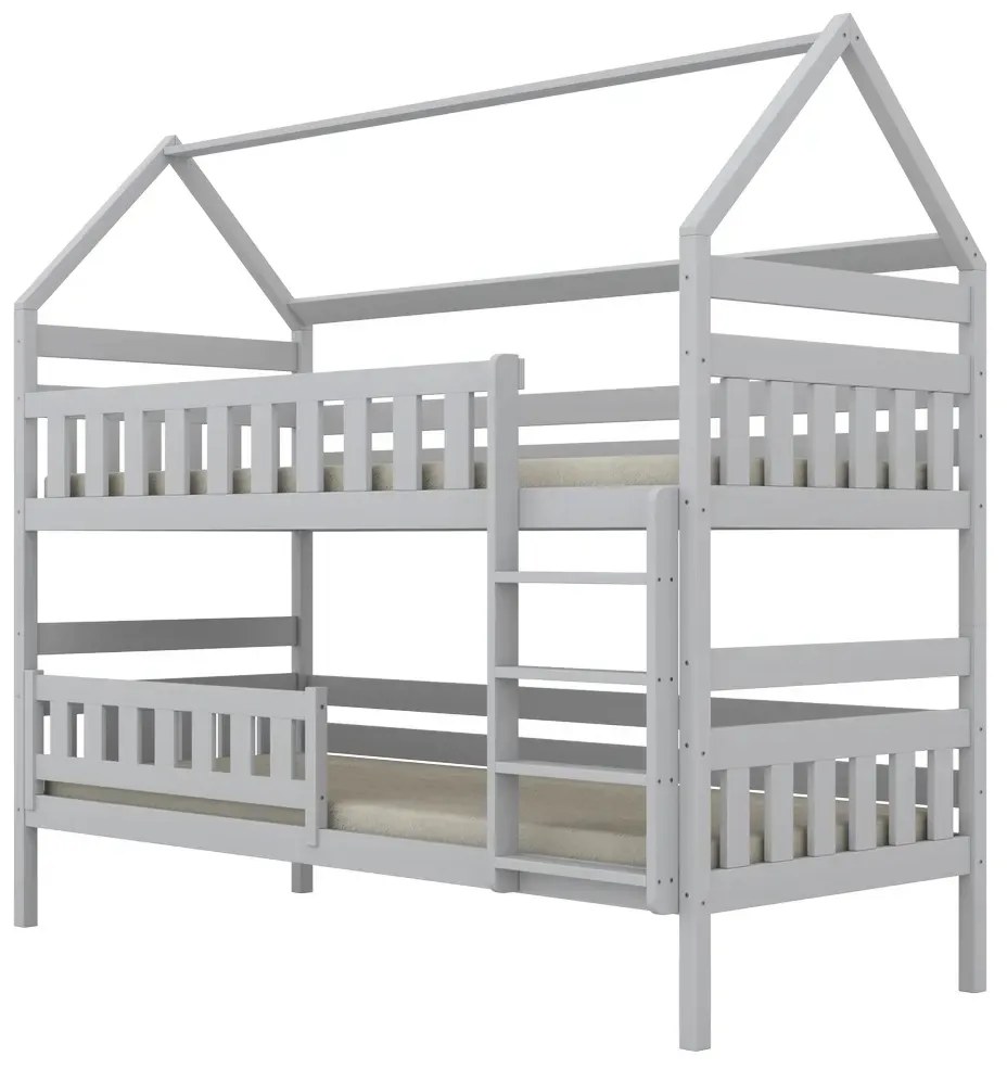 Łóżko piętrowe domek FELIKS 200x80 białe drewniane KOCOT KIDS