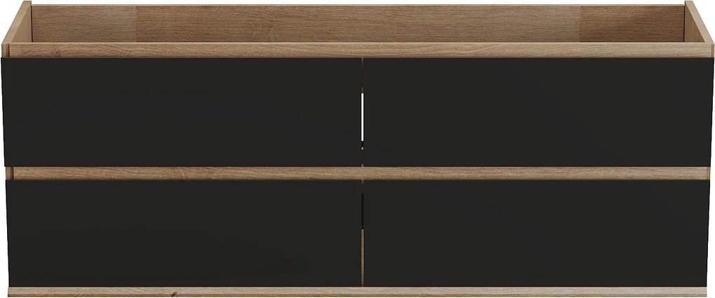 Szafka pod umywalkę wisząca – jasny naturalny i czarny – 150 cm – SABURI
