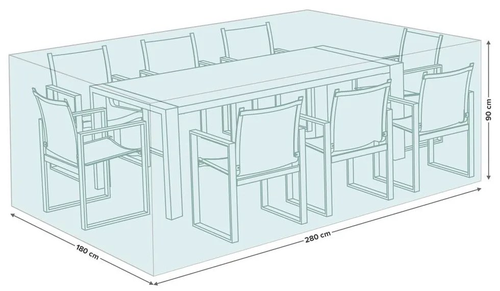 POKROWIEC NA MEBLE OGRODOWE JADALNIANE 280X180X90 CM