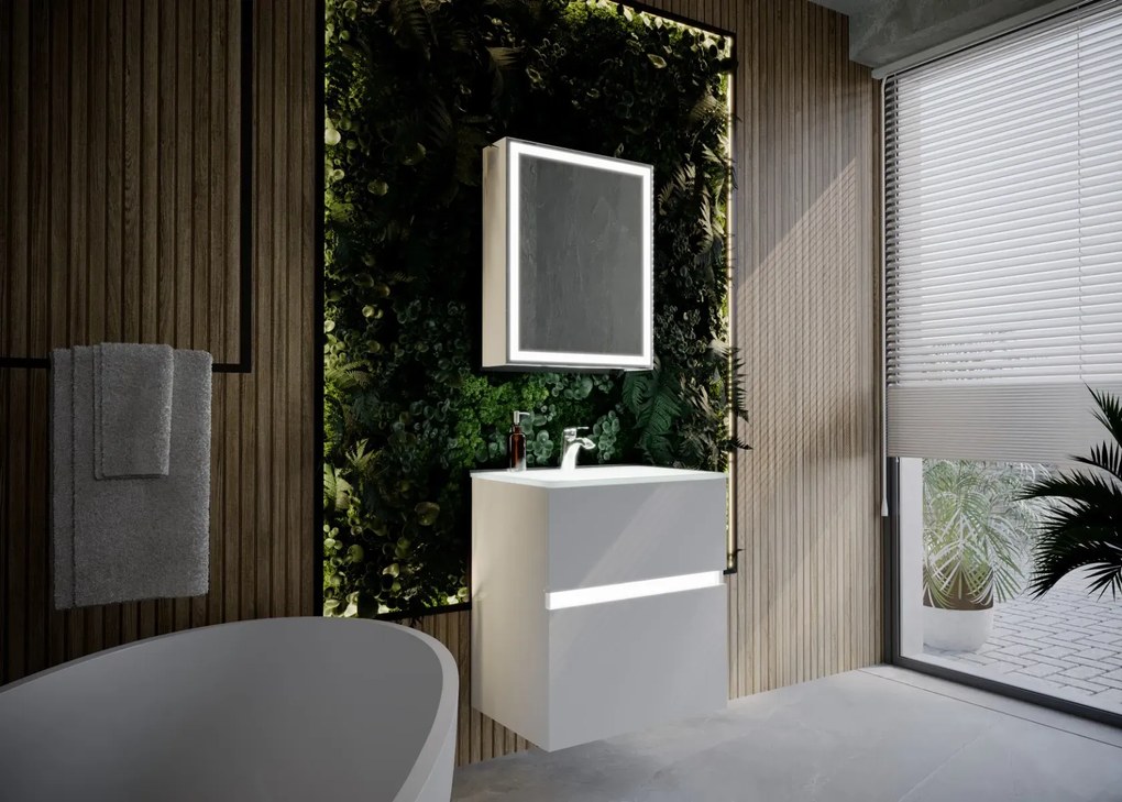 Umywalka wpuszczana szklana NEO 60 cm matowa KROFAM