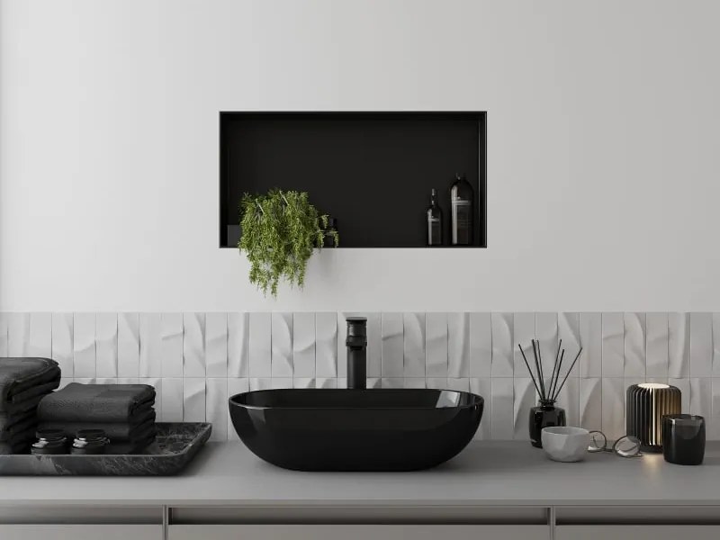 Mexen X-Wall-NR półka wnękowa bez kołnierza 60 x 30 cm, czarna - 1971603010