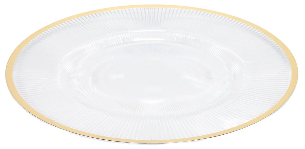 Transparentny podtalerz ze złotym dekorem, Ø 33 cm