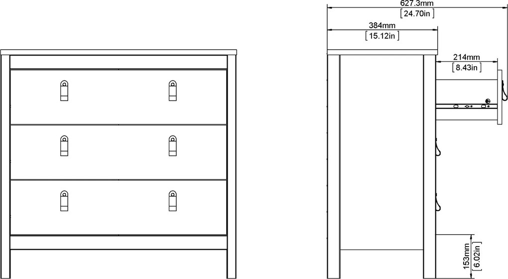 Komoda z szufladami na nóżkach Madrid 3S, kaszmir mat