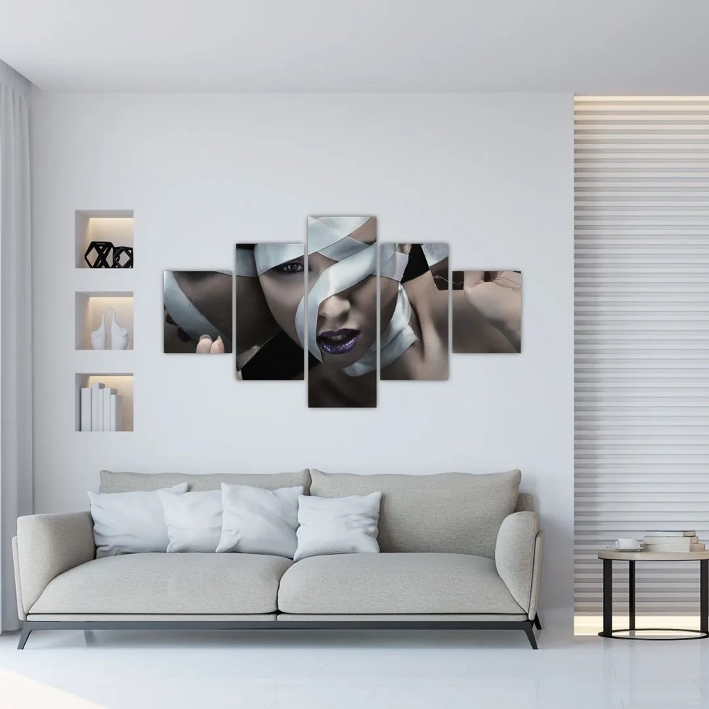 Obraz kobiety ze wstążką (125x70 cm)
