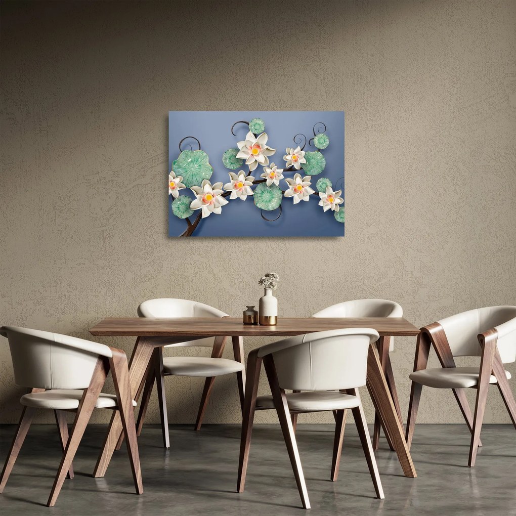 Obraz na szkle lilii wodnych (70x50 cm)
