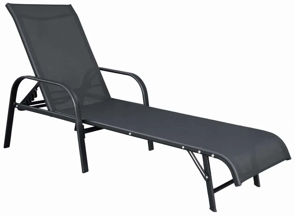 Czarny leżak ogrodowy z regulowanym oparciem S8-A30