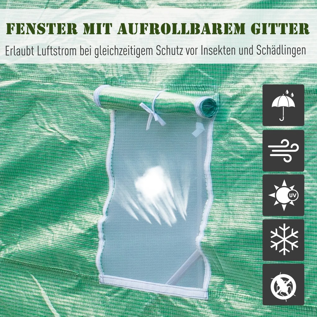 Outsunny Szklarnia foliowa tunel ogrodowy 4 5x2x2m ochrona roślin zielona trwała konstrukcja | Aosom PL