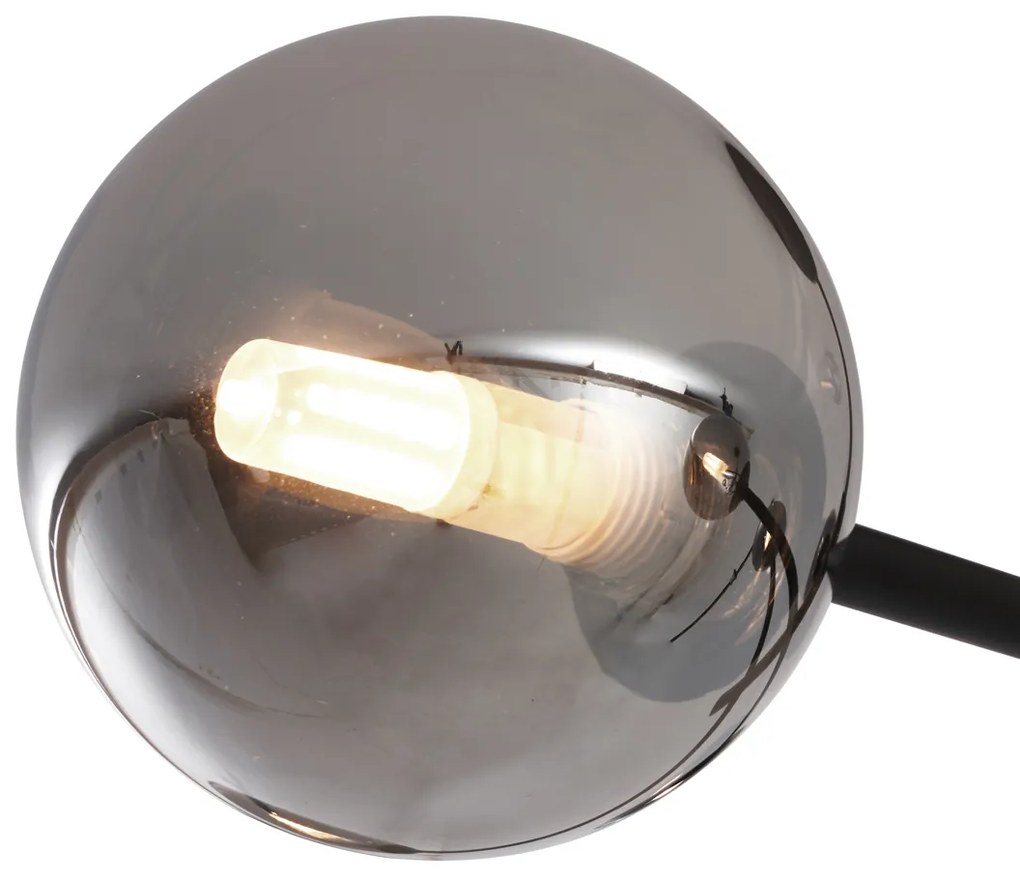 Nowoczesna lampa sufitowa czarna z przydymionym szkłem 6-punktowa - Ryan Nowoczesny Oswietlenie wewnetrzne
