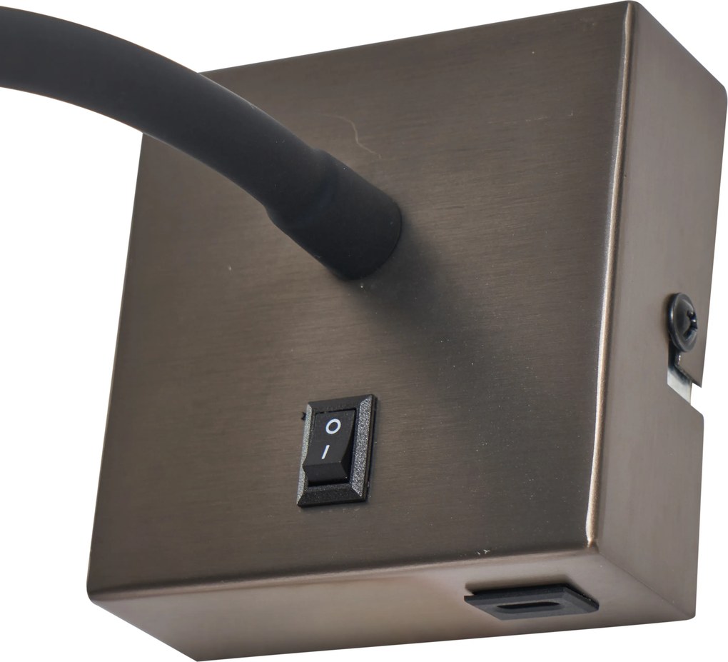 Zestaw 2 nowoczesnych grafitowych lamp ściennych z USB-C - Gosna