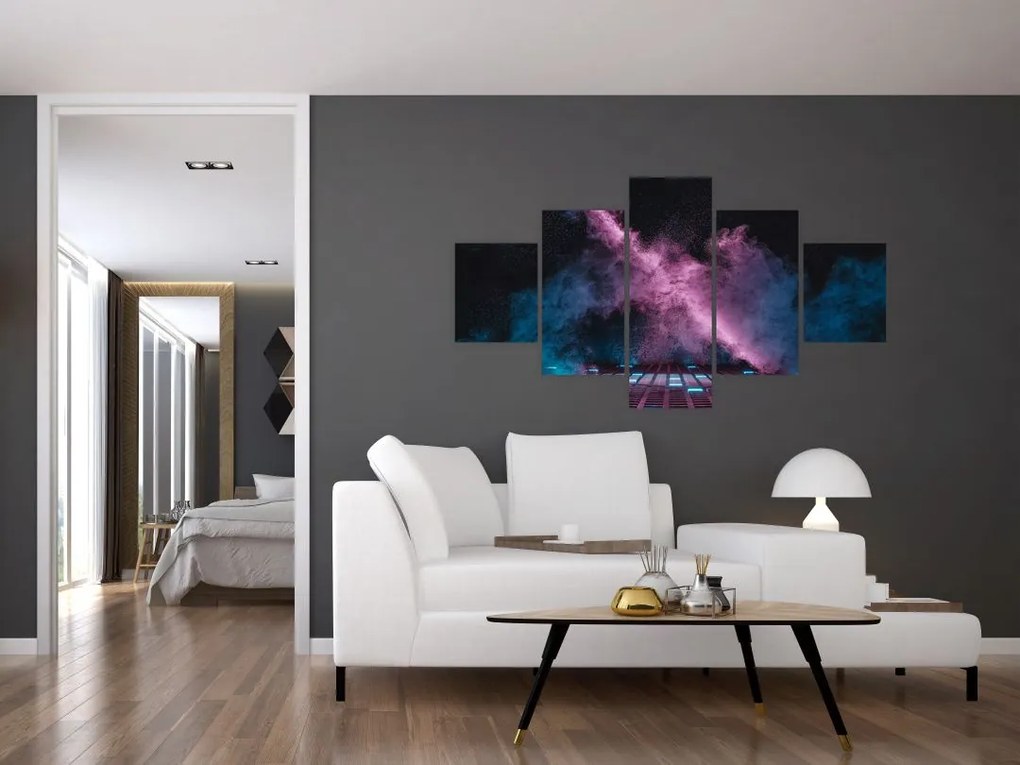 Obraz - Różowo - niebieski dym (125x70 cm)