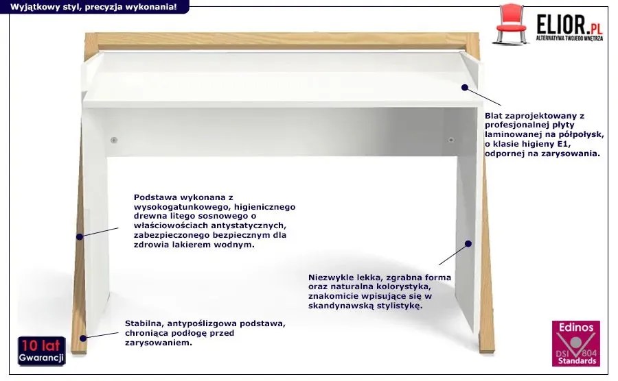 Białe skandynawskie biurko - Borma