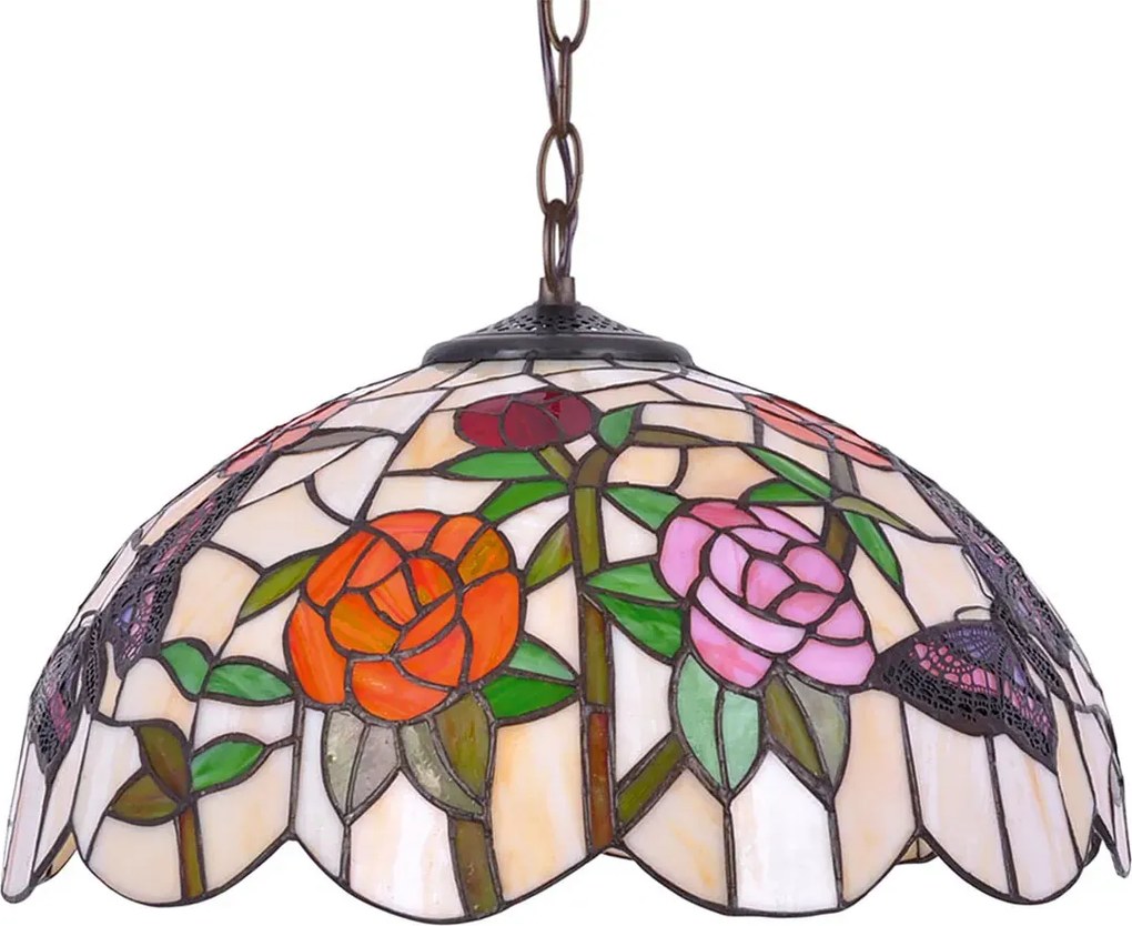 Lampa wisząca witrażowa z dekoracyjnym kloszem - A655 S8-P31