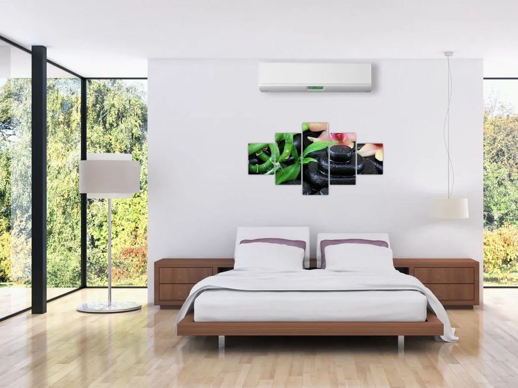 Obraz - Kamienie i orchidee (125x70 cm)