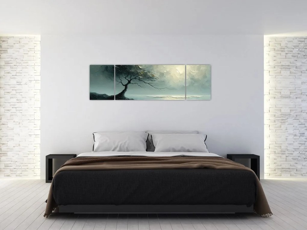 Obraz - Obraz olejny przedstawiający drzewo z oceanem (170x50 cm)