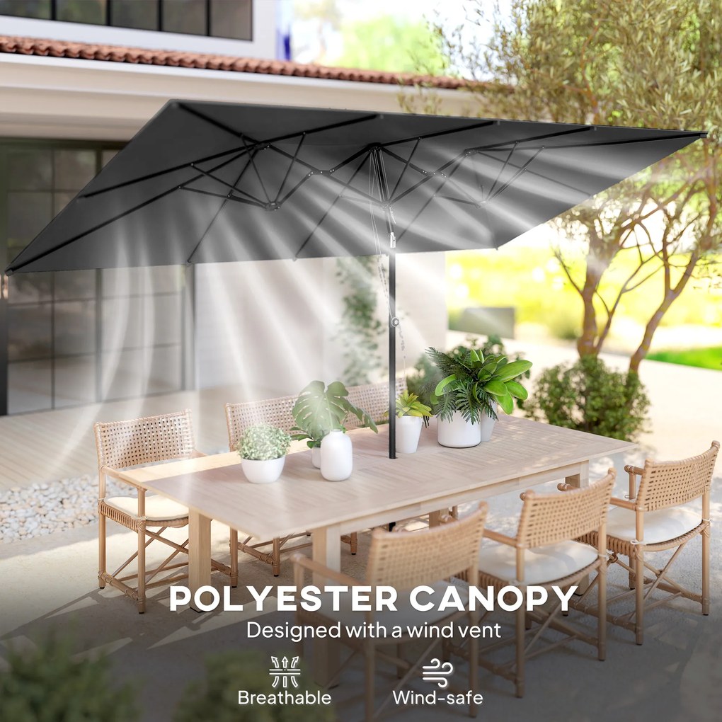 Outsunny Parasol Ogrodowy 150x295cm Podwójny Daszek Regulacja Szary | Aosom PL