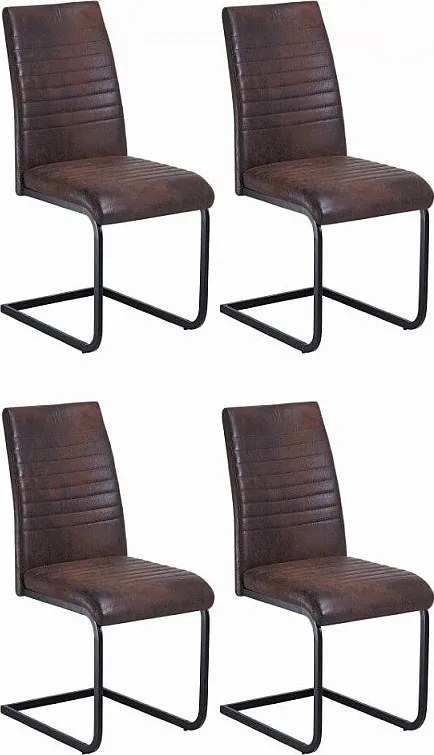 Zestaw 4 krzeseł do jadalni - tkanina i czarny metal - brązowy - TIBER
