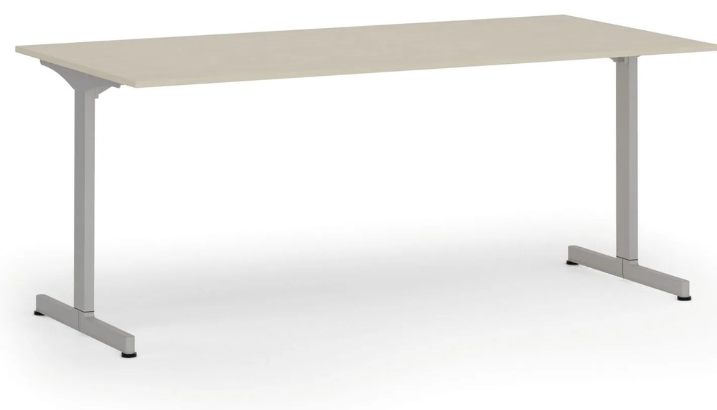 Biurko PRIMO BETA, 180x90 cm, szara podstawa, brzoza