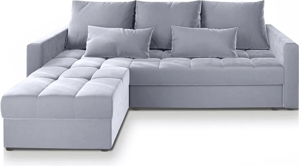 Jasnoszara, rozkładana narożna kanapa ZENOVA 220x140 cm, dwustronna