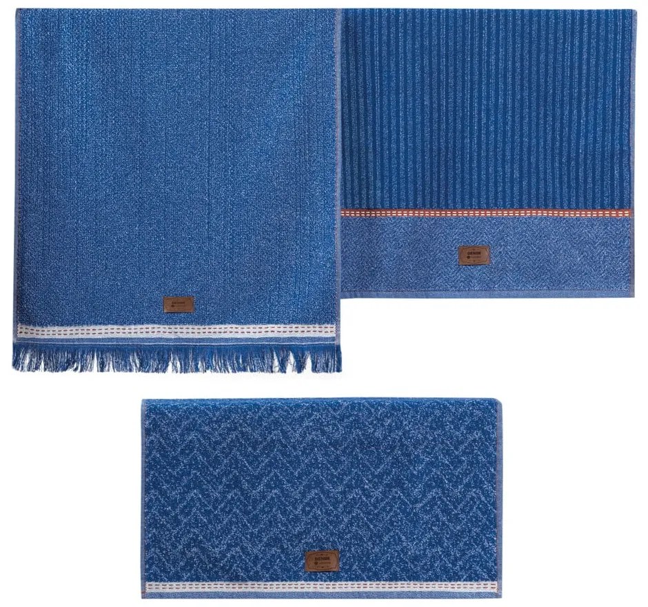 Niebieskie ręczniki zestaw 3 szt. 50x90 cm Denim – Foutastic