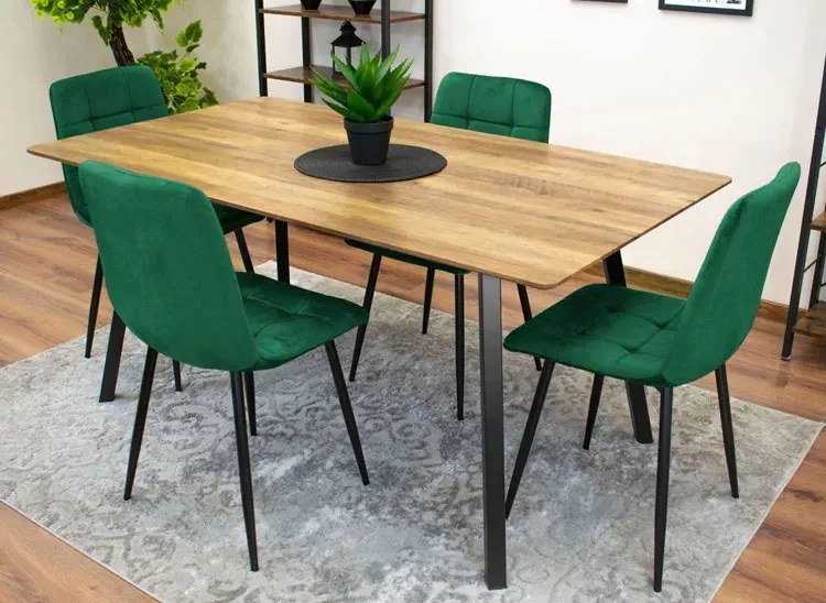 Ciemnozielone welurowe krzesło kuchenne L9-Z61