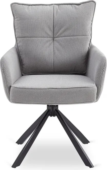 Krzesło Tapicerowane Obrotowe do Salonu CITY Szare Sztruksowe Loft