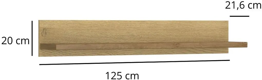 Półka wisząca industrialna 125 cm dąb cremona + dąb lefkas B7-C94