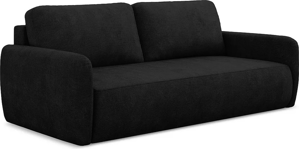 Kanapa 3-osobowa z funkcją spania - z tkaniny szenilowej - czarny - LILO