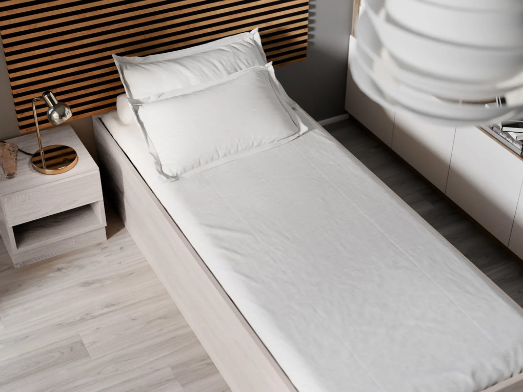Łóżko BELLA 90x200 cm, dąb truflowy Stelaż: Ze stelażem listwowym rolowanym, Materac: Materac Coco Maxi 20 cm