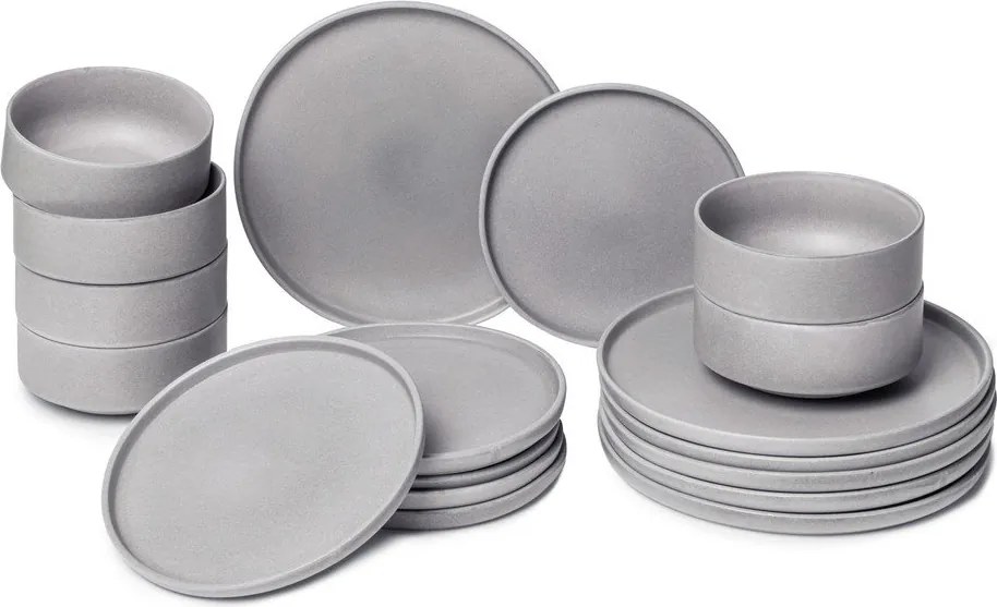 18-częściowy zestaw szarych naczyń z kamionki Bonami Selection Malia