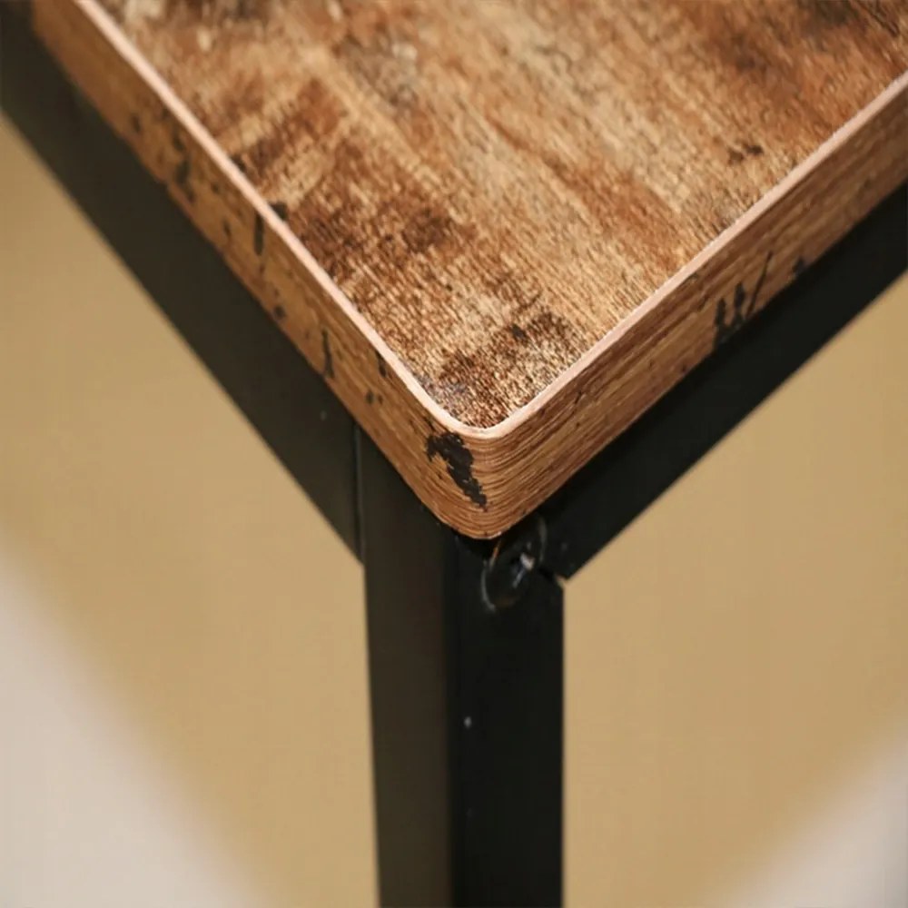 Biurko w stylu industrialnym z wbudowanym regałem – 120x60x120 cm, wykonane z metalu i płyty wiórowej (MDF).