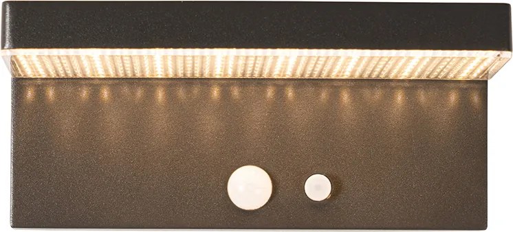 Lampa ścienna zewnętrzna ciemnoszara z LED i ściemnianym światłem na panel słoneczny - Sunnie