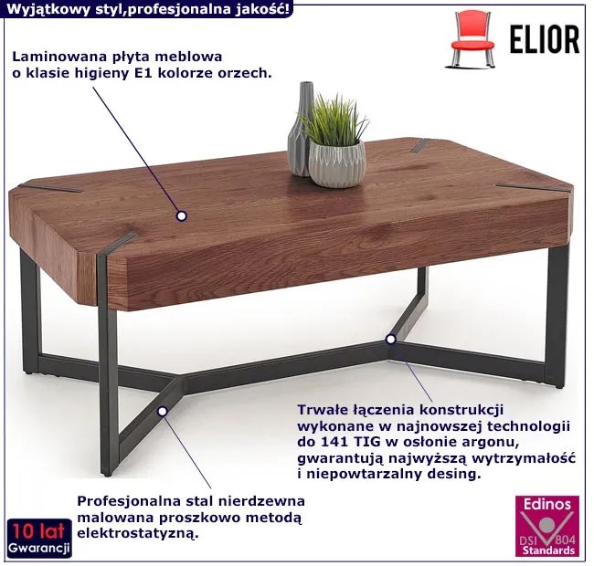 Industrialna prostokątna ława orzech C6-S81
