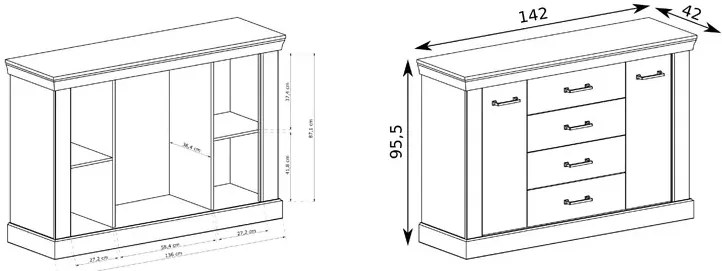 Komoda w kolorze kraft złoty połysk K4-Z96