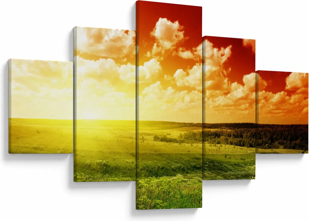 Obraz łąki ze świecącym słońcem (125x70 cm)