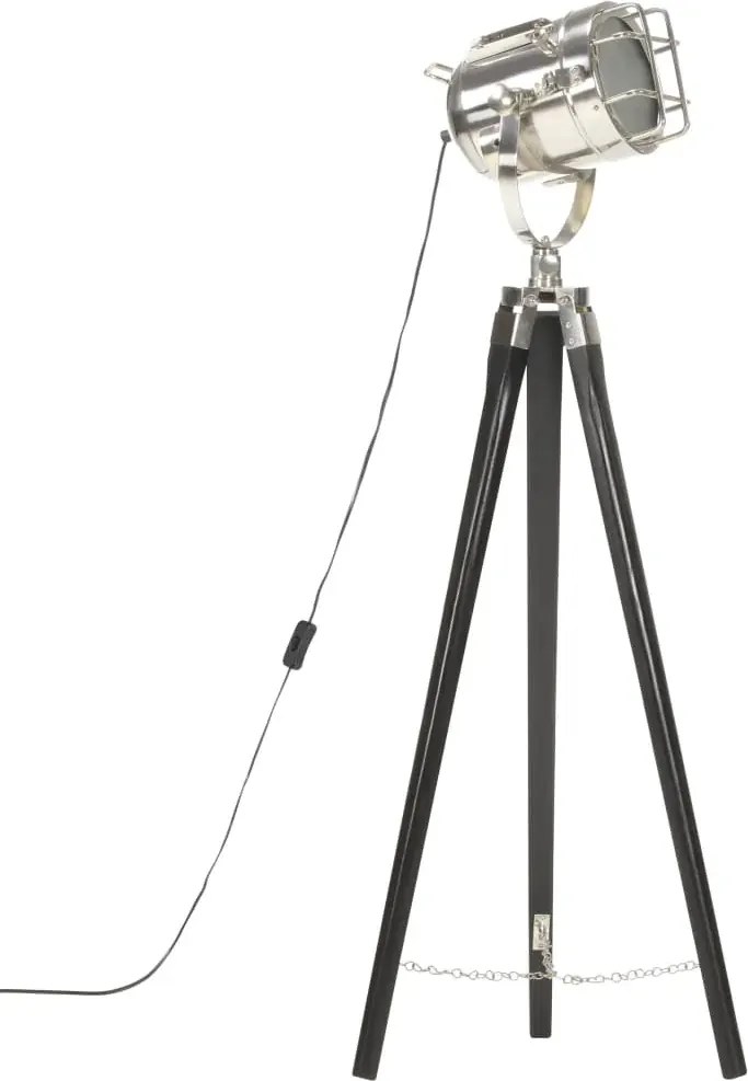 Czarna lampa stojąca retro drewniana EX191 C6-R26