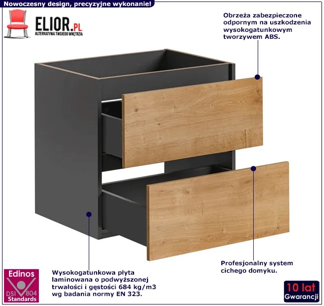 Wisząca szafka łazienkowa z umywalką - Ondela 2S 60 cm