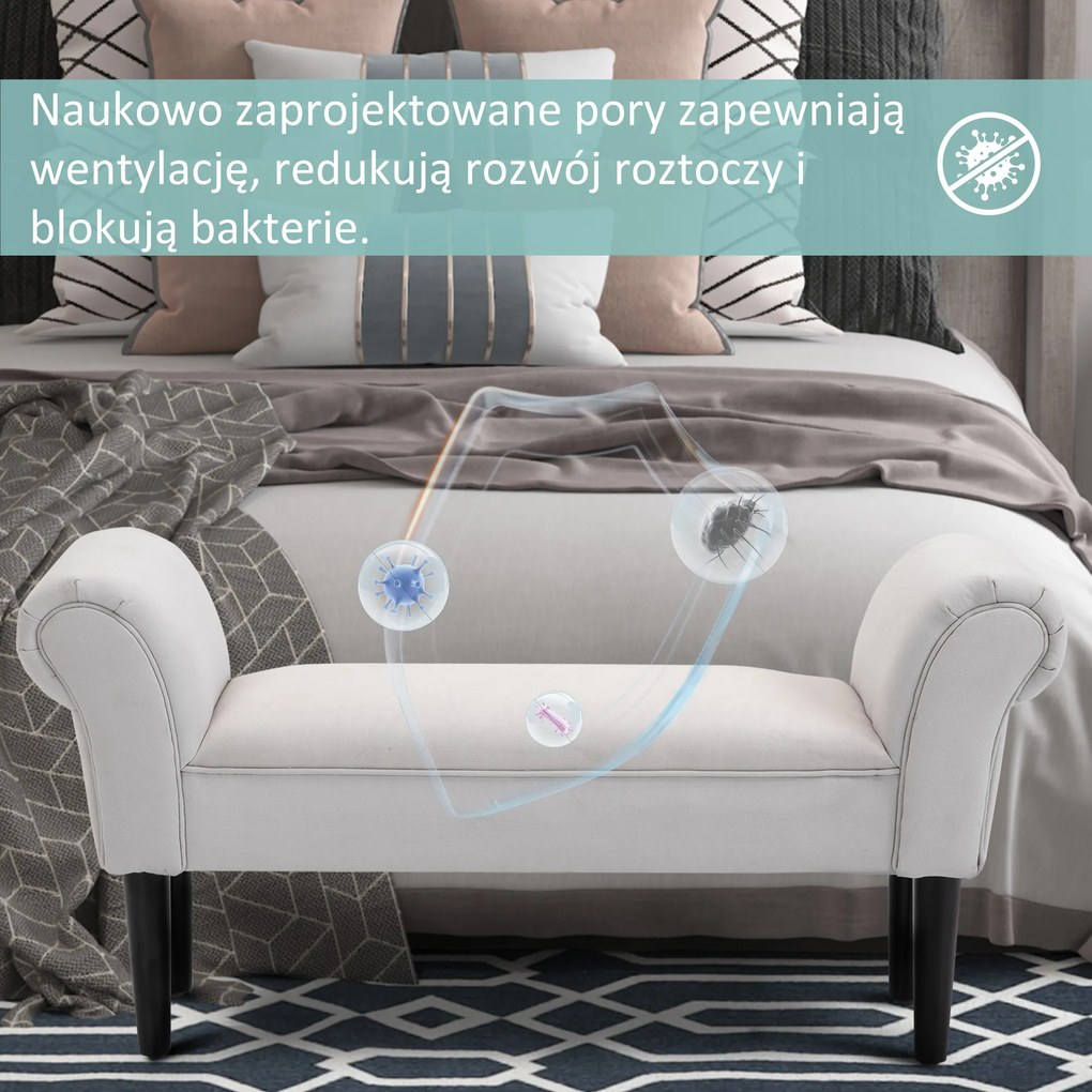 Ławka HOMCOM do sypialni Ławka tapicerowana ławka MDF Pianka szara