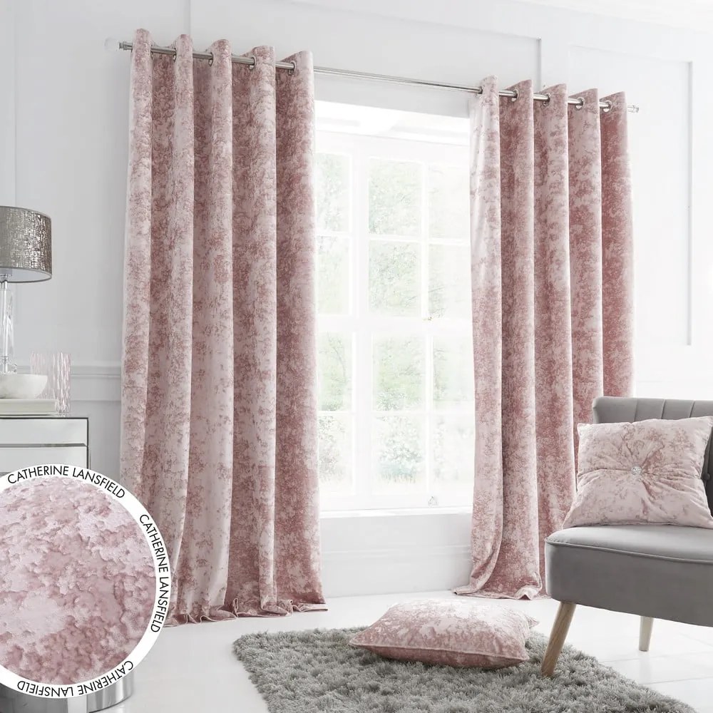 Różowe zasłony zestaw 2 szt. 168x229 cm Crushed Velvet – Catherine Lansfield