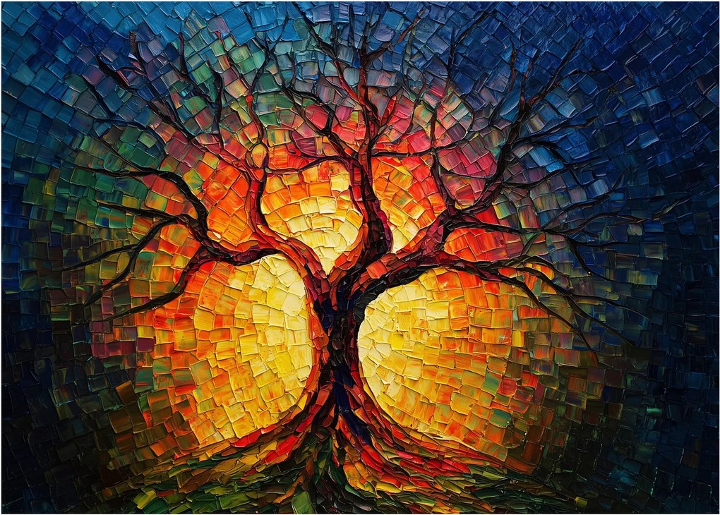 Obraz na szkle - Drzewo życia w mozaice (70x50 cm)