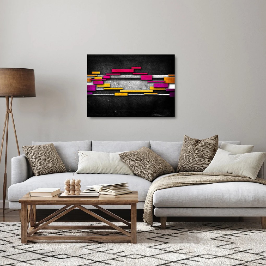 Obraz na szkle kolorowej abstrakcji na czarnym tle (70x50 cm)