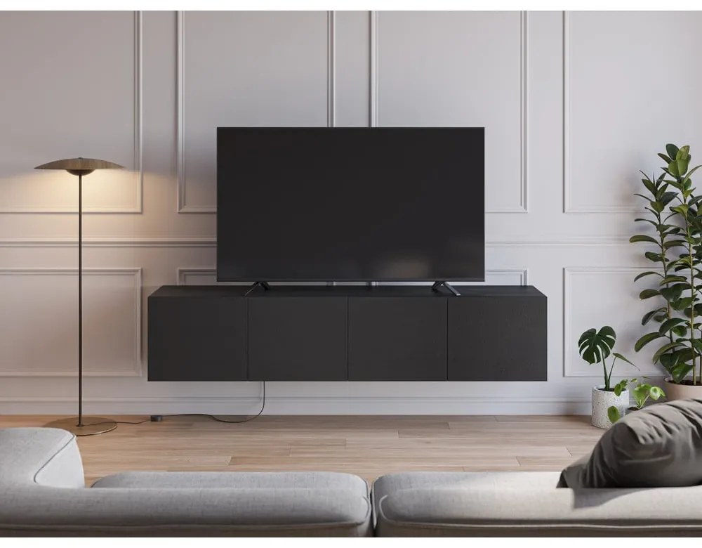 Czarna szafka pod TV 180x38x35 cm Daroca – Marckeric