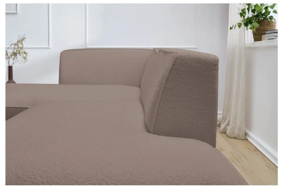 Brązowy narożnik modułowy z materiału bouclé (lewostronny/w kształcie litery L) Megeve – Bobochic Paris