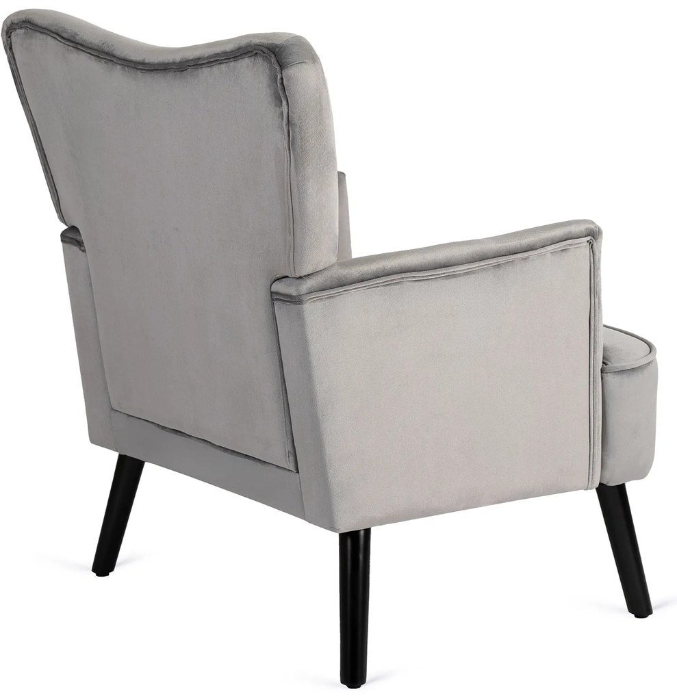 Fotel Uszak Wypoczynkowy BUNNY Szary Welurowy Nowoczesny Loft