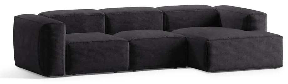 Ciemnoszary sztruksowy narożnik (prawostronny/z szezlongiem) Bergamo – Cosmopolitan Design