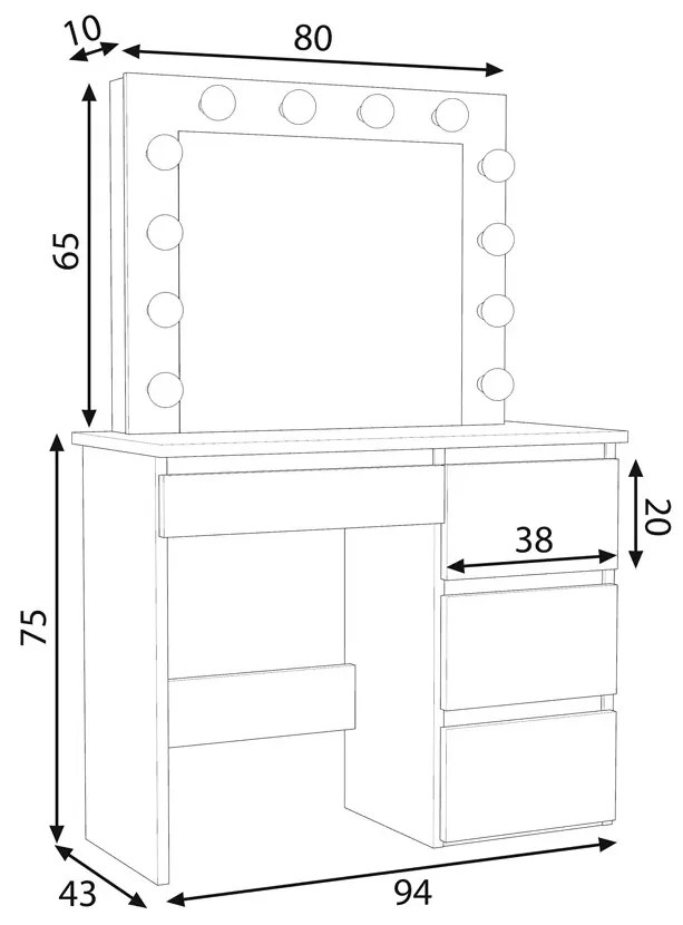 Skandynawska toaletka z taboretem dąb sonoma G6-F56