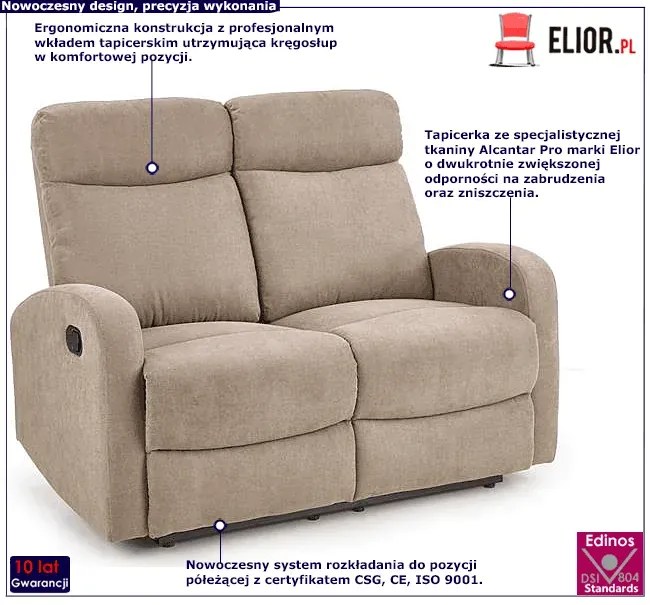 Podwójna beżowa sofa rozkładana Gliko W7-C67