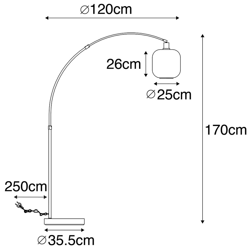 Lampa łukowa czarna ze złotem i dymionym szkłem - Zuzanna